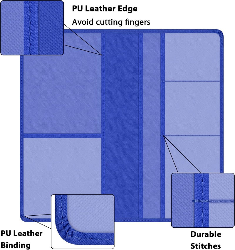 Techion Car Insurance and Registration Holder, 9.5 x 5 Inch PU Leather Vehicle Glove Box Organizer Wallet Case for Insurance Card, Driver License, Paperwork - Blue - Image 5